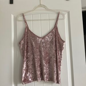 Pink crushed velvet tank